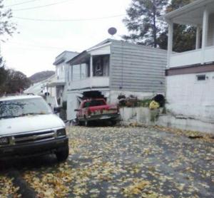 Pickup Truck Crashes into Home, Garage, Lincoln Street, Tamaqua, 10-22-2014 (1)