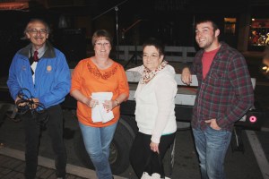 Pictured from left are parade MC Jack Kulp, and Tamaqua Area Chamber of Commerce parade volunteers Eileen Barron, Linda Yulanavage and Kyle Whitley.
