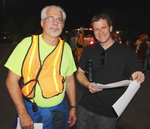 TWA member (left) and Tamaqua Lions Club President Brian Keich go over details prior to the start of the parade.