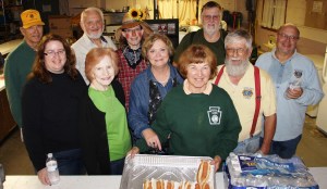 Some volunteers with the West Penn Lions Club, West Penn Lioness Club and Andreas Sporting Club are, from front left, Sarah Trumbauer, Dorothy Bailey, parade coordinator Becky Neumoyer, Marie Barth and Butch Wentzell. From back left are Paul Barth, Curt Bailey, West Penn Lions President Melissa Kistler, Ray Schleicher and Robert Neumoyer.