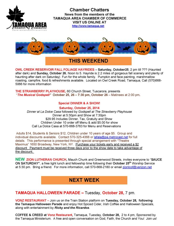 10-31-2014, Tamaqua Chamber of Commerce, Chamber Chatters-page-001