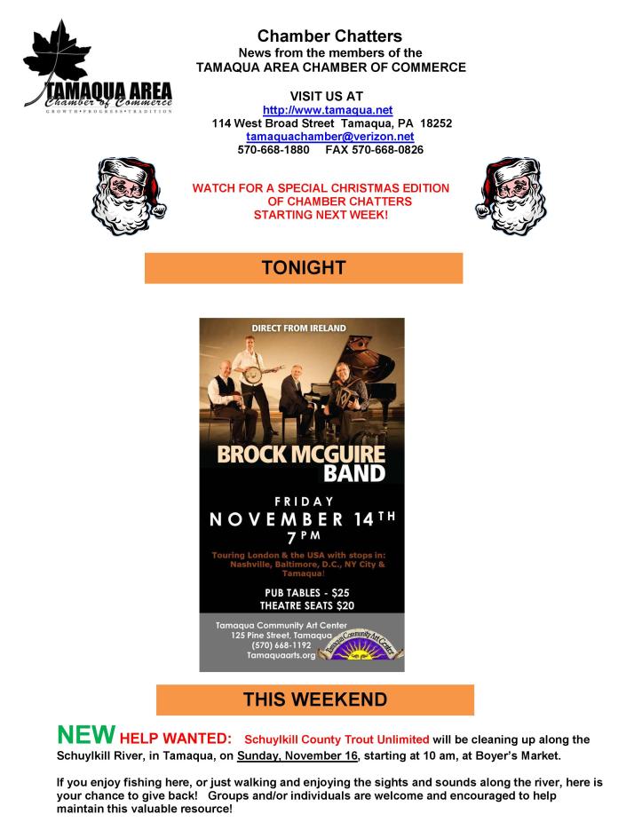11-14-2014, Tamaqua Chamber of Commerce, Chamber Chatters-page-001