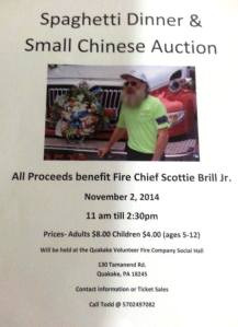 11-2-2014, Spaghetti Dinner to benefit Chief Scott Brill Jr. Quakake Fire Company, Quakake