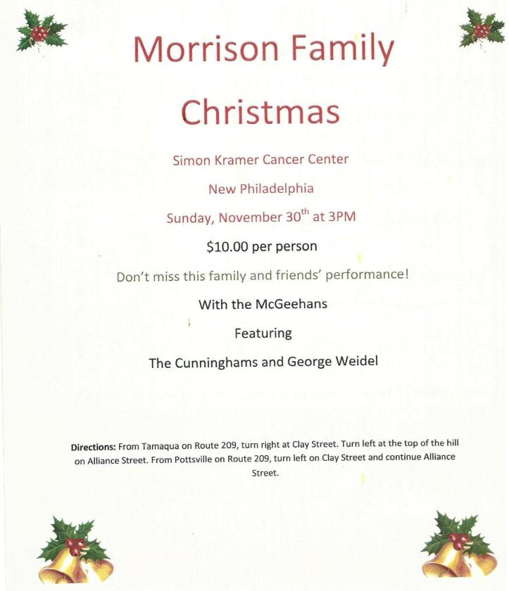 11-20-2014, Tamaqua Chamber of Commerce, Chamber Chatters, Morrison Family Christmas, Simon Kramer Cancer Institute, New Philadelphia