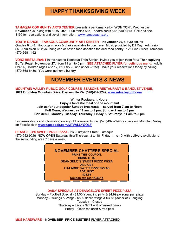 11-21-2014, Tamaqua Chamber of Commerce, Chamber Chatters-page-002