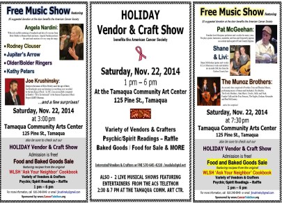 11-22-2014, Free Music Show, Holiday Vendor and Craft Show, Community Arts Center, Tamaqua (COMBINED)