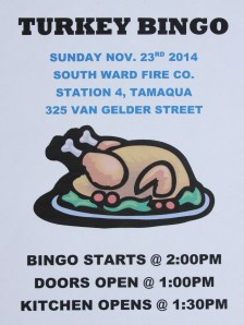 11-23-2014, Turkey Bingo, South Ward Fire Company, Tamaqua