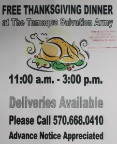 11-27-2014, Free Thanksgiving Dinner, Salvation Army, Tamaqua