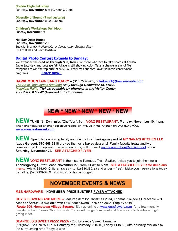 11-7-2014, Tamaqua Chamber of Commerce, Chamber Chatters-page-002