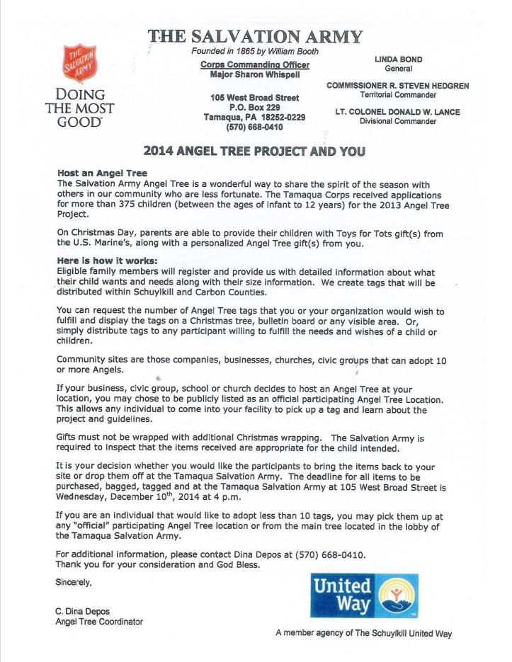 Tamaqua Salvation Army Angel Tree Program 2014 (2)