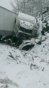 Tractor Trailer Crash, mile marker 134, from Matt Morgan, Interstate 81 North, 11-26-2014 (1)