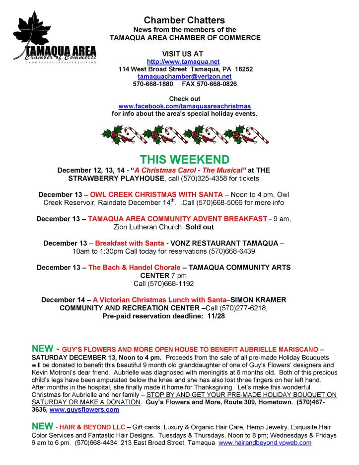 12-12-2014, Tamaqua Chamber of Commerce, Chamber Chatters-page-001