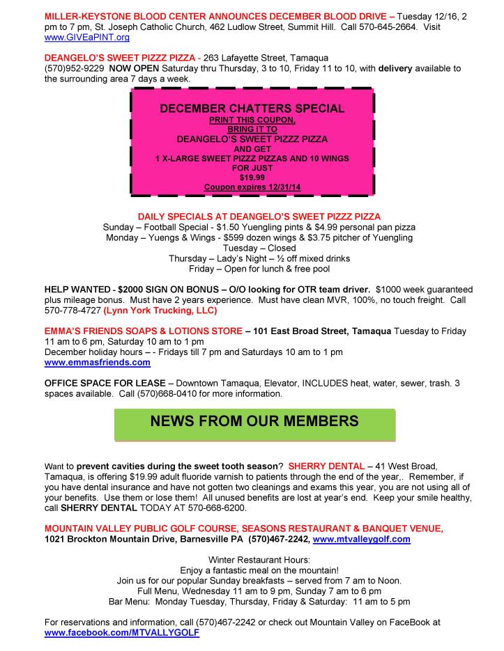 12-12-2014, Tamaqua Chamber of Commerce, Chamber Chatters-page-002