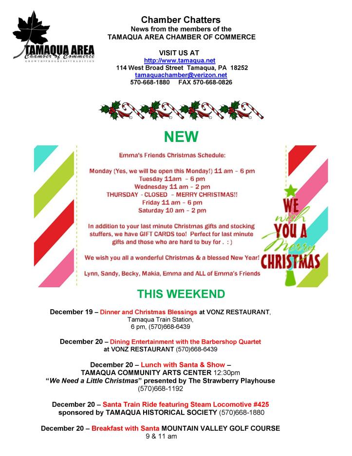 12-19-2014, Tamaqua Chamber of Commerce, Chamber Chatters-page-001