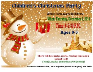 12-4-2014, Children's Christmas Party, Public Library, Tamaqua