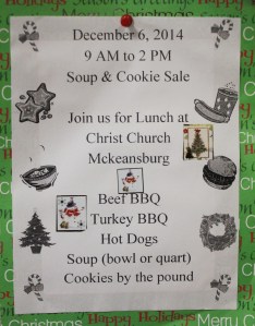 12-6-2014, Soup and Cookie Sale, Christ Church, McKeansburg