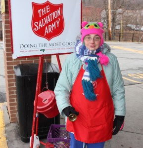 Debbie Moyer Standing at a Salvation Army Red Kettle, Boyers Food Market, Tamaqua (2)