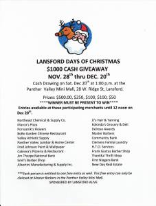 Lansford Alive $1,000 Cash Giveaway, Lansford, 12-20-2014
