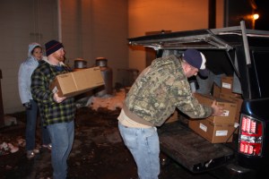 Loading Hams, via Tamaqua Salvation Army, Boyers Food Market, Tamaqua, 12-13-2014 (8)