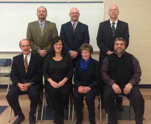 Special to TamaquaArea.com/Larry Wittig, seated left, was re-elected president of the Tamaqua Area school board at its reorganization meeting Tuesday. Also seated, from left, are directors Wanda Zuber, Eileen Meiser and Daniel Schoener; standing, from left, are directors Mark Rother, Thomas Rottet and Aaron Frantz. Directors Robert Betz and Bryan Miller were absent.