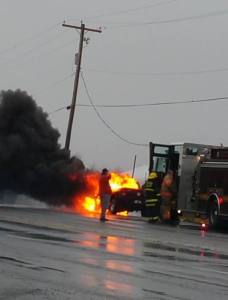 Vehicle, Truck Fire, top of Mile Hill, SR309, Kline Township, 12-23-2014 (1)