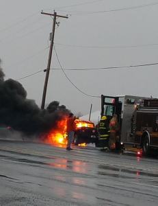 Vehicle, Truck Fire, top of Mile Hill, SR309, Kline Township, 12-23-2014 (2)