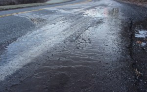 Pictured this morning is a patch of black ice along SR54 near Holly Road in Barnesville. This was also the location of a vehicle accident as well.