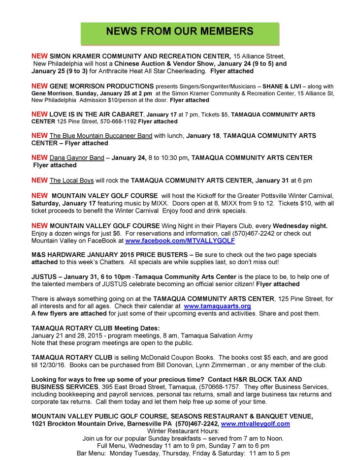 1-16-2015, Tamaqua Chamber of Commerce, Chamber Chatters-page-002