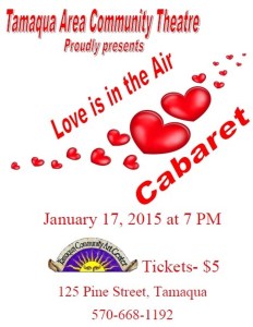 1-17-2015, Love Is In The Air, Cabaret, Community Arts Center, Tamaqua