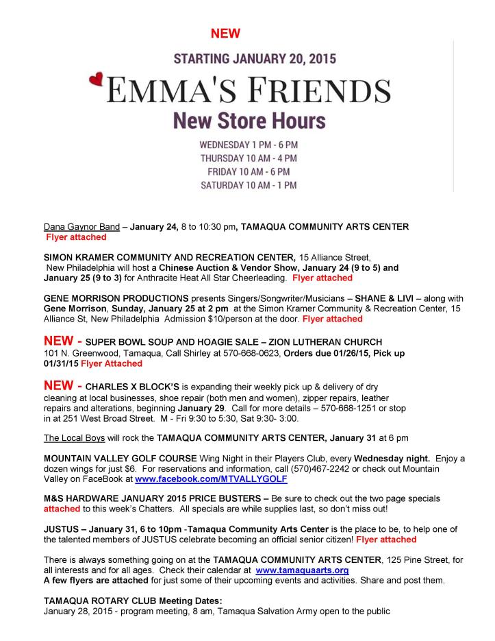 1-23-2015, Tamaqua Chamber of Commerce, Chamber Chatters-page-002