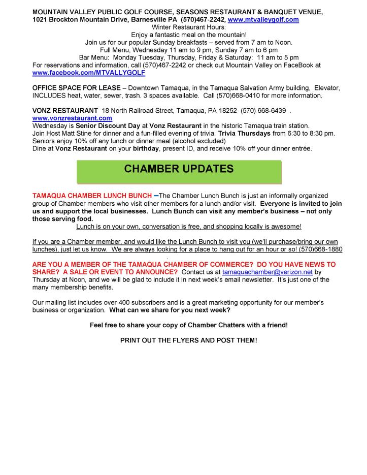 1-9-2015, Tamaqua Chamber of Commerce, Chamber Chatters-page-002