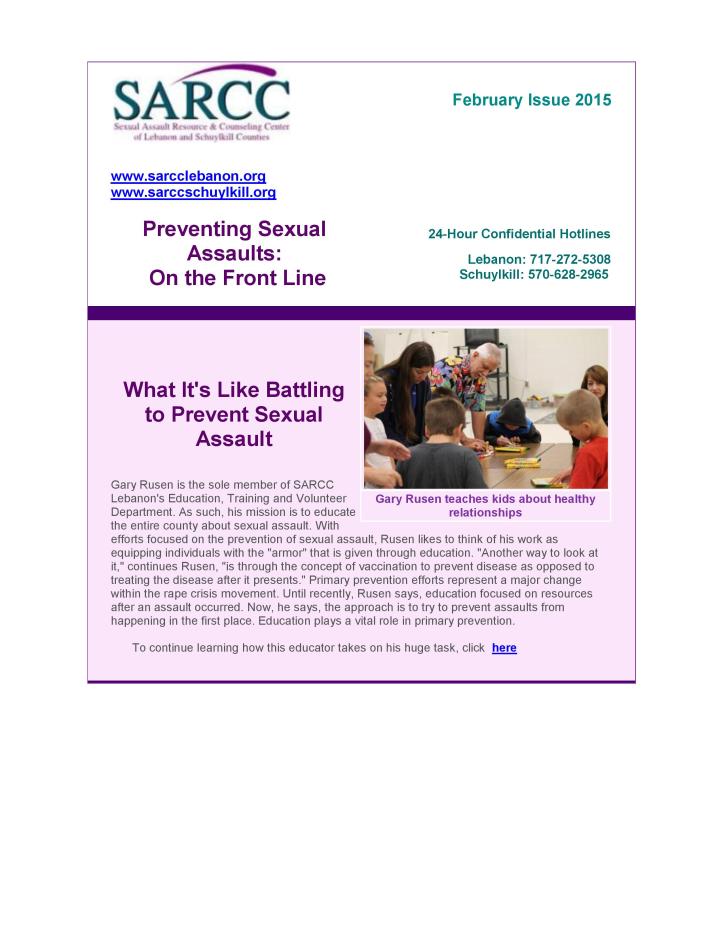 Sexual Assault Resource & Counseling Center, Newsletter, February 2015-page-001