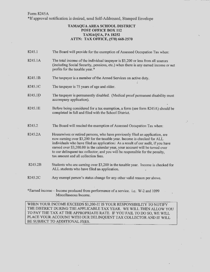 Tamaqua Area School District Tax Exempt form for 2015-page-002