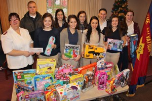 Pictured from front left are Tamaqua Salvation Army Major Sharon Whispell, students Kailee Bittner, Olivia Morrison, Kelsey Masar and Kayla Wickersham. From back left are Jake Marcella, Bailey Hartung, Shayna Dietrich, Brianna Wittig, and Kaitlyn Frantz.