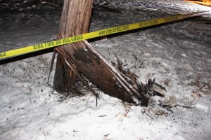 Vehicle Snaps Pole, Fairview Street and Marian Avenue, Rush Township, 1-21-2015 (4)