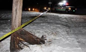 Vehicle Snaps Pole, Fairview Street and Marian Avenue, Rush Township, 1-21-2015 (7)