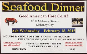 2-18-2015, Wing and Pizza Sale, Dutchies, Good American Hose Company, Mahanoy City