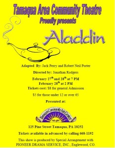 2-27-2015, Aladdin, Community Arts Center, Tamaqua