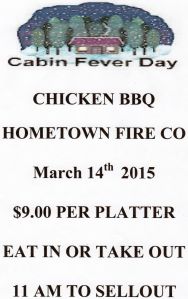 3-14-2015, Cabin Fever Chicken BBQ, Hometown Fire Company, Hometown