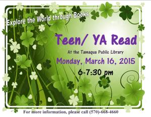 3-16-2015, Teen YA Read, Public Library, Tamaqua