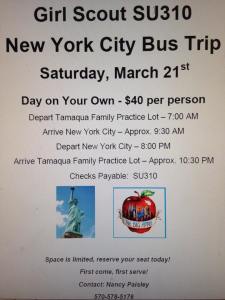 3-21-2015, Tamaqua Girl Scout New York City Bus Trip, New York