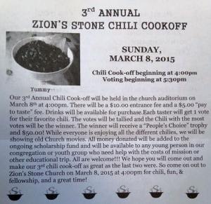 3-8-2015, Chili Cook-Off, Zion's Stone Church, West Penn