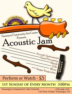 Acoustic Jam Session, Party, first Sunday of every month, Tamaqua Community Arts Center, Tamaqua