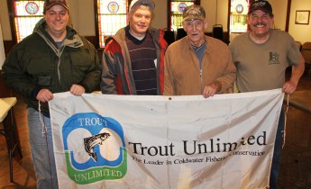 Schuylkill County Trout Unlimited volunteers during the free classes were, from left, Greg Malaska, Ed Valentine, Ivan Willard and Lou Dallatore.