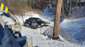 Car in Creek, from Diesel, near Holly Road, along SR54, Pine Creek, Rush Township, 2-20-2015 (1)