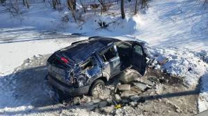 Car in Creek, from Diesel, near Holly Road, along SR54, Pine Creek, Rush Township, 2-20-2015 (6)