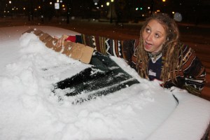 Clearing Snow Off Vehicle, North Railroad Street, SR309, Tamaqua, 2-1-2015 (2)