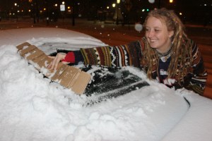 Clearing Snow Off Vehicle, North Railroad Street, SR309, Tamaqua, 2-1-2015 (3)