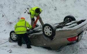 Overturned Car, from Diesel and McAdoo Fire Company, Interstate 81 (4)