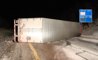 Overturned Tractor Trailer, near Mile Marker 130.5 Northbound, Interstate 81, 2-14-2015 (16)